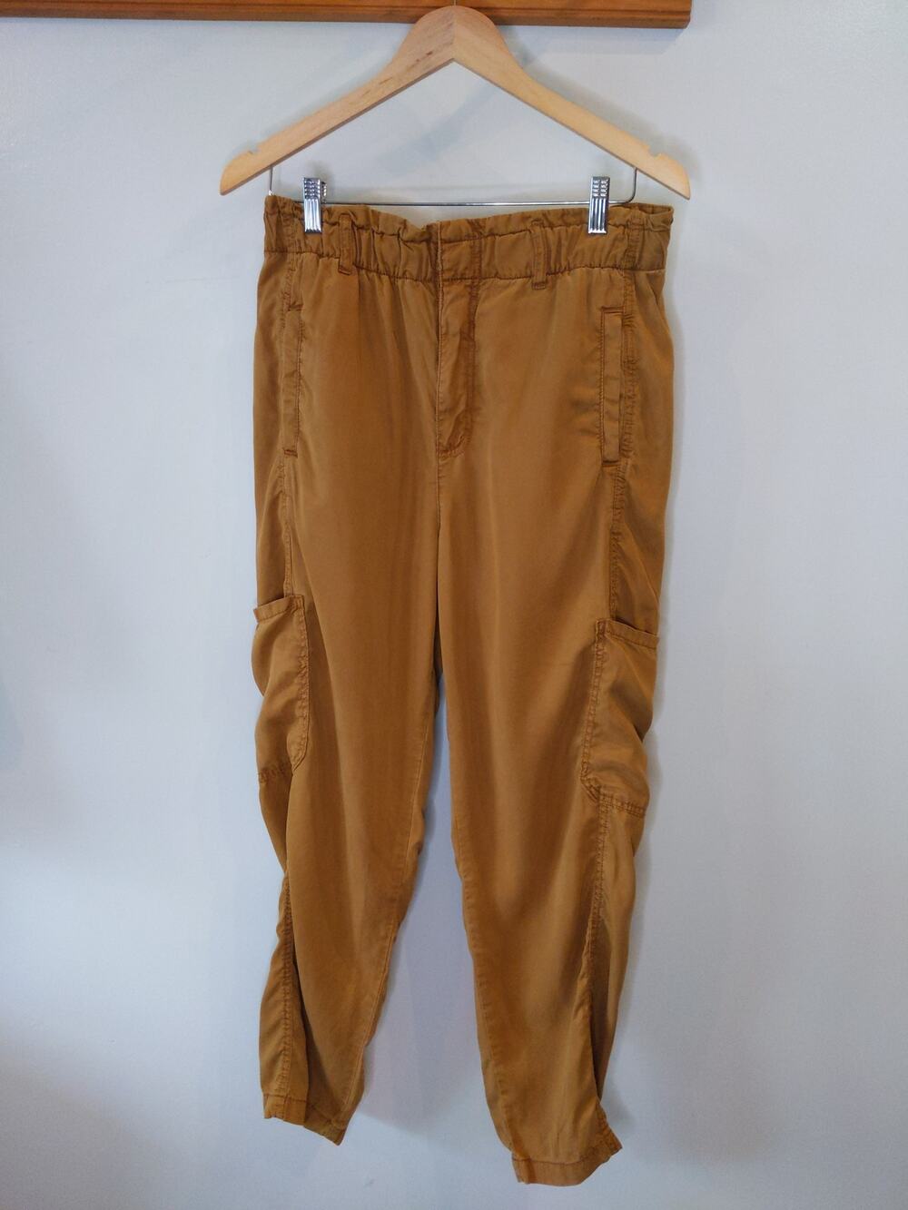 Sanctuary Cargo Joggers Women's L Tan Camel Lyocell Zip Fly Utility Pants